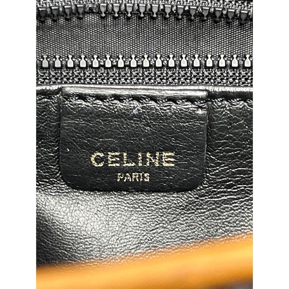 Celine Vintage Leather Crossbody Bag Black Brown Flap Italy Minimalist - Picture 3 of 15